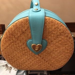Juicy Couture Rattan Straw Round Purse Clutch Bag